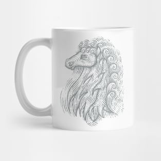 Side Profile of a Horse Head with Curly Hair Hand Drawn Illustration Mug